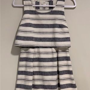 Ann Taylor Loft Womens Blue Tank Dress Keyhole Back Sleeveless Stripe